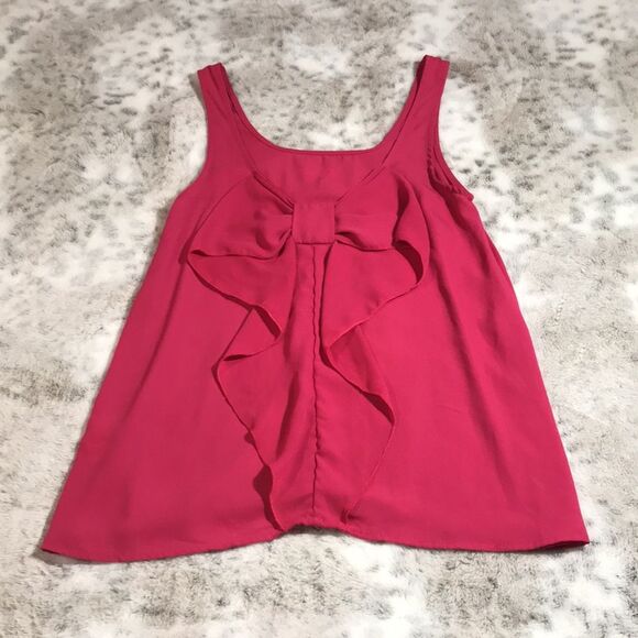 Everly Hot Pink Back Bow Tank Top Size Small - Picture 4 of 8